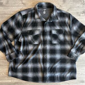 Sonoma Men’s Buffalo Check Plaid Long Sleeve Button Down Flannel Shirt Black 3XL